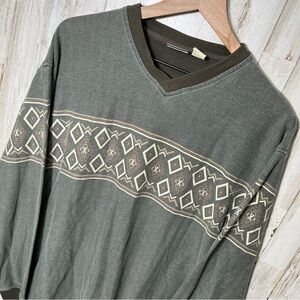 Bugle Boy Vintage 90s Indie Cottage Grandpa V Neck Sweatshirt Faded Mens Size XL